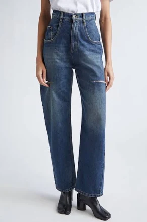 Maison Margiela Women's Slash Slit Barrel-Leg Jeans
