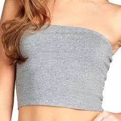 Women's Strapless Tube Stretch Cotton Bandeau Crop Top