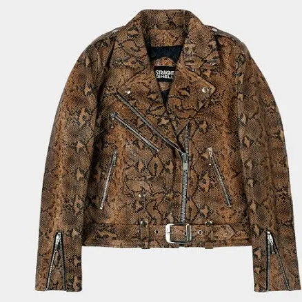 Straight To Hell Women's Commando Snakeskin Leather Jacket