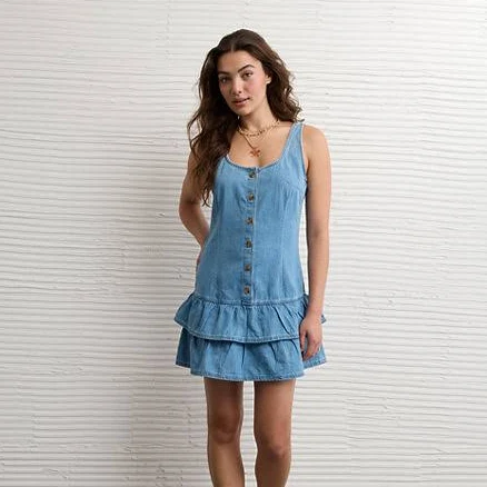 AE Women's Tiered Denim Mini Dress