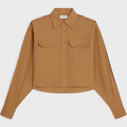 CELINE Women's Cropped Cotton and Linen Cloth Shirt