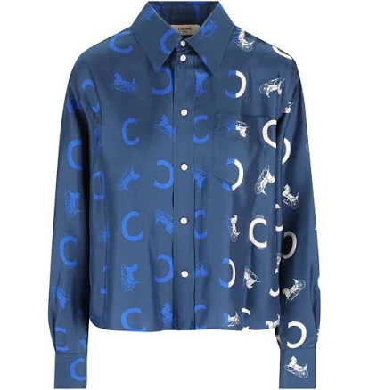 Celine Cropped Shirt In Silk Twill-Women-Silk