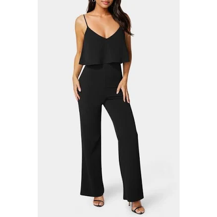 Bebe Women's Ruffle Wide Leg Jumpsuit