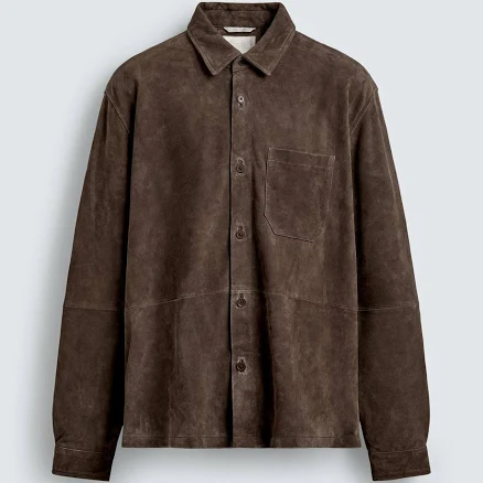 Zara Men's Suede Leather Overshirt