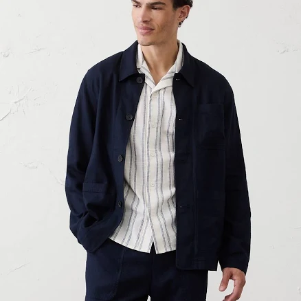 Men's Linen-Blend Chore Jacket