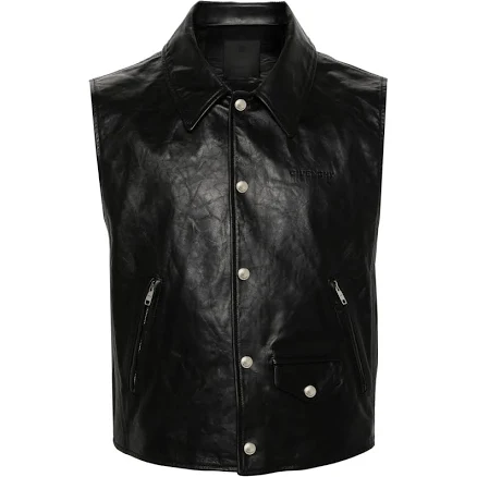 Givenchy - Waistcoat In Leather - Black - Calf Leather - Men - Size: 46
