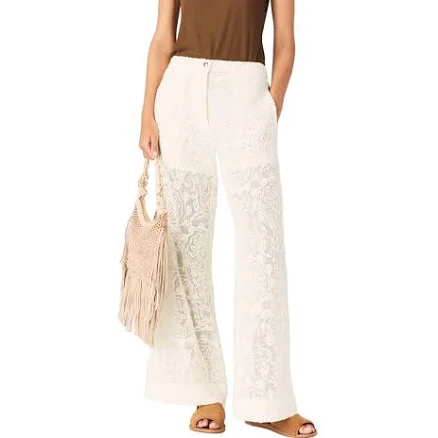 Maje Guipure Lace Wide-leg Women Trousers - Ecru