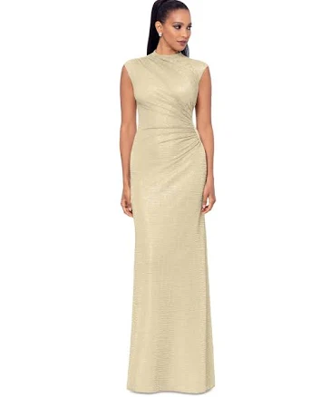 Betsy & Adam Women's Metallic Ruched Gown