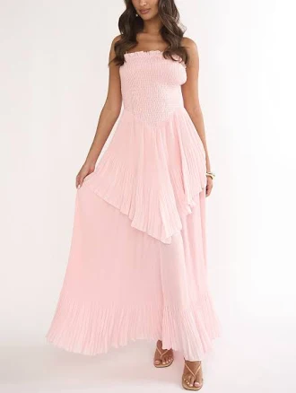 Delin Smocked Layered Maxi Dress