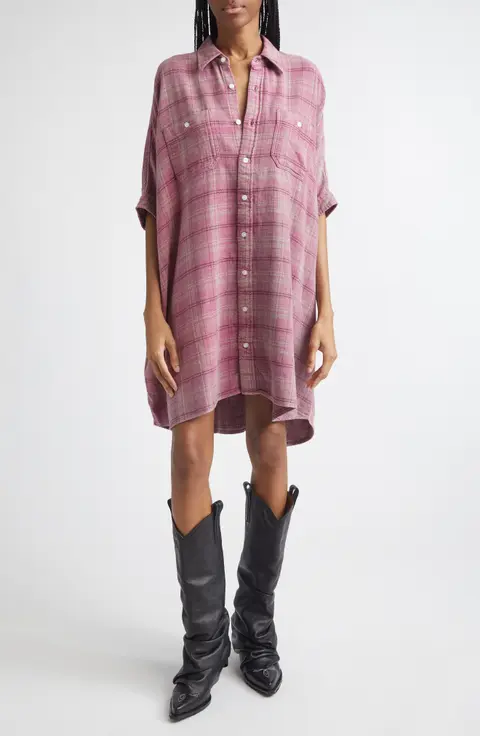 Oversized Plaid Shirtdress