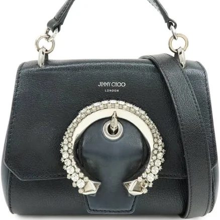 Jimmy Choo Madeline Crystal Buckle Leather Shoulder Bag