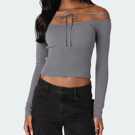Edikted Women's Jane Tie Front Knit Top