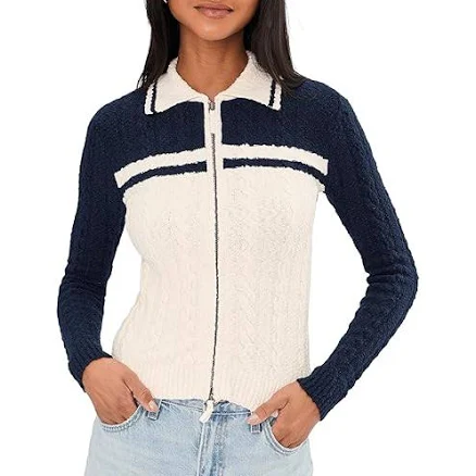 Madewell Women's Colorblock Cable-Knit Cardigan