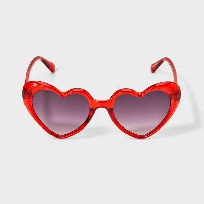 Wild Fable Women's Shiny Plastic Heart Shaped Sunglasses
