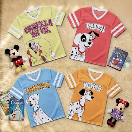 Personalized 101 Dalmatians Kids Football Jersey, Pongo Perdita Patch Cruella Shirt, Custom Name Birthday Outfit