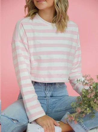 Go with The Flow Striped Crop Tee