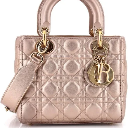 DIOR Small Lady DIOR My AbCDior Bag in Cannage Metallic Calfskin