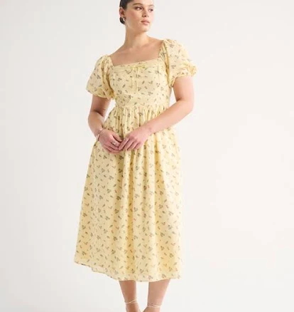Women's Abercrombie & Fitch A&F Emerson Puff Sleeve Midi Dress