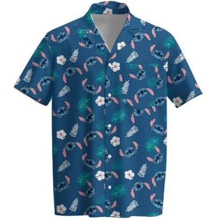 Disney Lilo and Stitch Tropical Short Sleeve Button Up Shirt