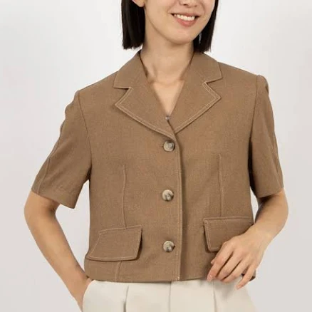 Loeuvre Top-Stitched Half Sleeve Jacket