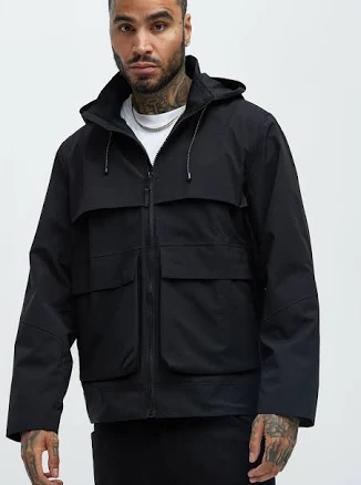 Fashion Nova Men's Every Move Hooded Cargo Pocket Jacket