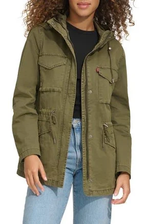Levi's Women's Lightweight Hooded Anorak Military Jacket