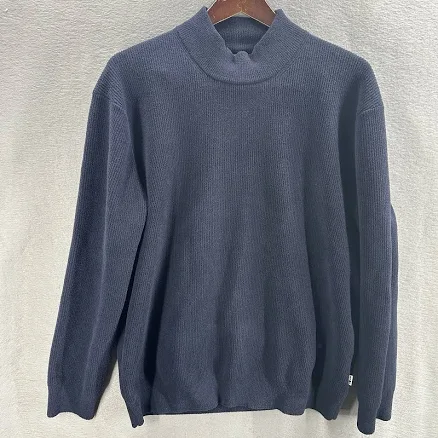 Nno7 Sweater Mens Large Danny Ribbed Crewneck Pullover Navy Blue