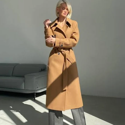 Women's Long Wool Trench Coat