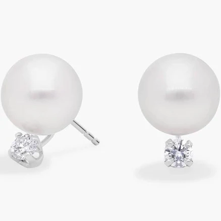 Blue Nile 18k White Gold Akoya Cultured Pearl and Diamond Stud Earrings