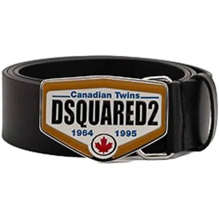 Canadian Twins Leather Belt In Black