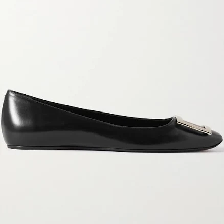 Roger Vivier Trompette Bellerine Glossed-leather Ballet Flats - Women - Black Flat Shoes - IT40.5