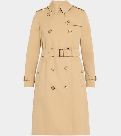 Burberry Kensington Organic Belted Double-Breasted Long Trench Coat, Beige, Women's, 4, Coats Jackets & Outerwear Trench Coats