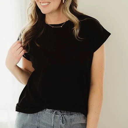 Black Folded Tee Sleeve M
