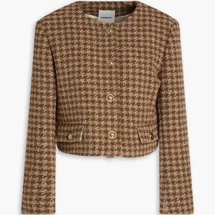 Sandro Women's Cropped Houndstooth Jacket