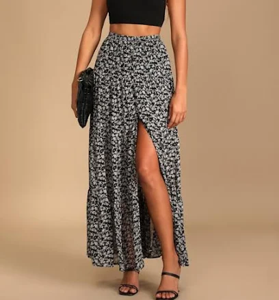 Lulus Subtle Sweetness Floral Print Tiered Maxi Skirt
