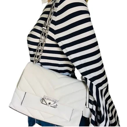 MICHAEL Kors Medium Cece Quilted Optic White Leather Shoulder Bag Acce