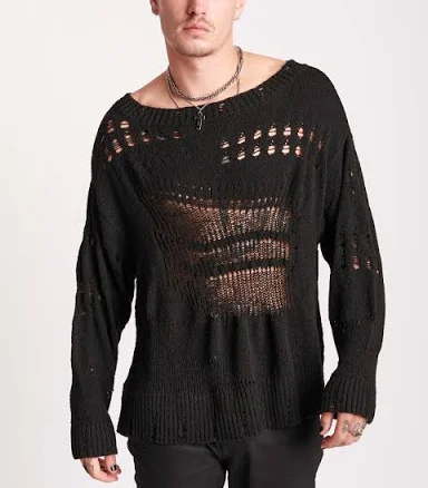 Midnight Hour Men's Distressed Sweater