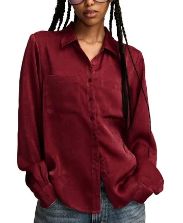 Lucky Brand Women's Hammered Satin Button-Down Shirt
