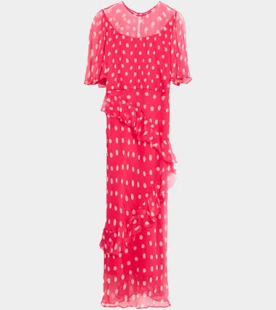 SALONI Vida-E Polka Dot Frill Midi Dress Women's