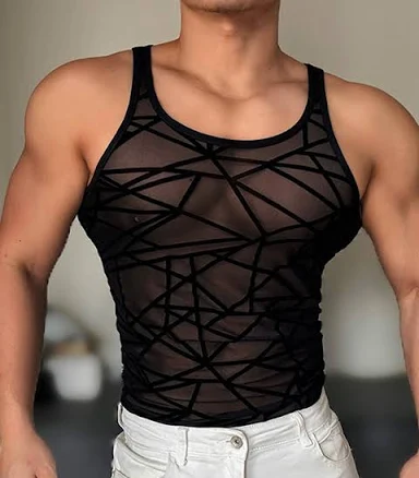 American Sports Vest Men's Geometric Line Mesh Vest
