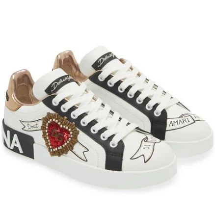 Dolce & Gabbana Printed Portofino Men Sneakers With Embroidery