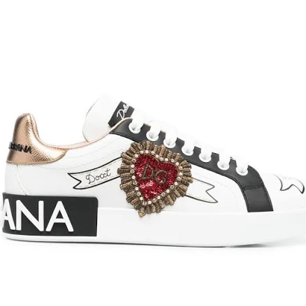 Dolce & Gabbana Portofino Embroidered Men Sneakers - White