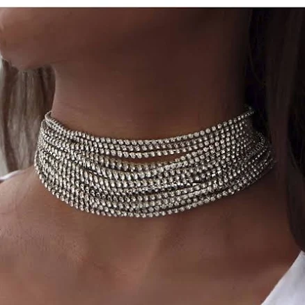 Rhinestone Crystal Choker Necklace