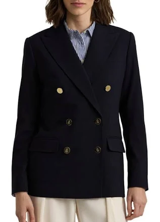 Lauren Women's Ralph Lauren Double-Breasted Wool Crepe Blazer