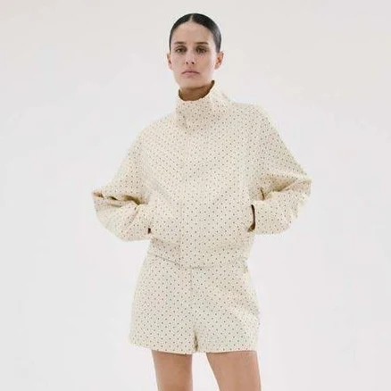 MANGO Women's Dots High Neck Zip Up Jacket