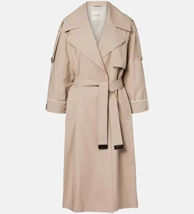 Cotton-blend Gabardine Trench Coat In Neutral
