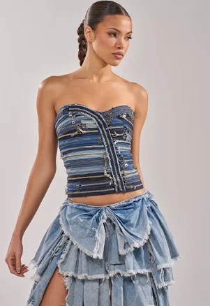 AKIRA Name Your Game Zipper Corset Top