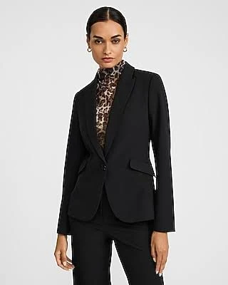 Express Women's Editor Studio Stretch Twill Fitted Cropped Business Blazer