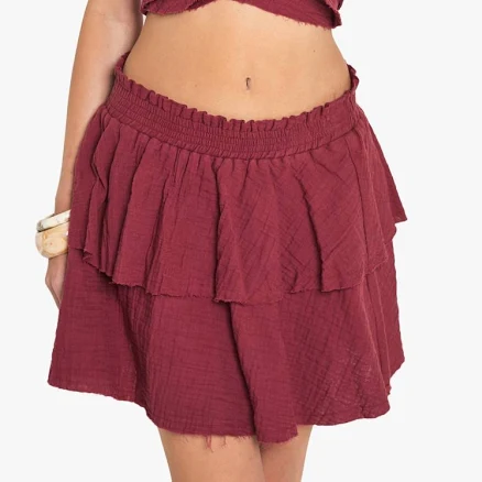 Boohoo Women's Cheesecloth Double Layer Ruffle Mini Skirt
