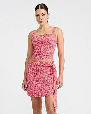 Express Women's High-Waisted Linen Tie Wrap Mini Skirt
